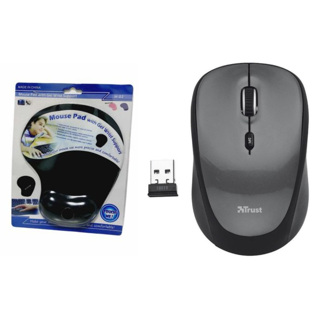 Mouse Trust Yvi Bluetooth -Dual + Pad Mouse Gel Negro Etr 1039g-1